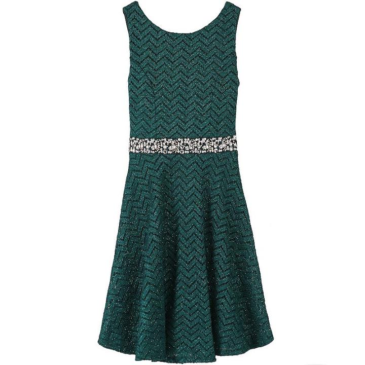 Girls 7-16 Speechless Chevron Rhinestone Dress, Girl's, Size: 7, Brt Green