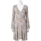 Women's Lc Lauren Conrad Faux-wrap Floral Midi Dress, Size: Xxl, Black