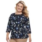 Plus Size Croft & Barrow&reg; Crochet Top, Women's, Size: 1xl, Dark Blue