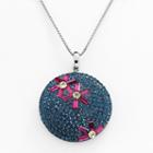 Sterling Silver Crystal Flower Disc Pendant, Women's, Grey