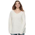 Juniors' Plus Size It's Our Time Crossback Tunic Sweater, Teens, Size: 3xl, White