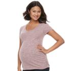 Maternity A:glow Essential Ruched V-neck Tee, Women's, Size: L-mat, Dark Red