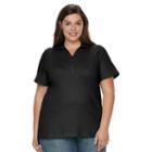 Plus Size Croft & Barrow&reg; Pique Polo, Women's, Size: 3xl, Black