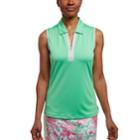 Women's Pebble Beach Jacquard Sleeveless Golf Polo, Size: Small, Green