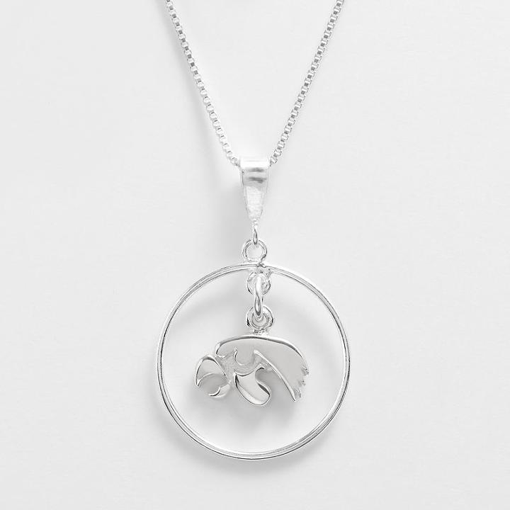 Dayna U Iowa Hawkeyes Sterling Silver Logo Pendant, Women's, Size: 16, Grey