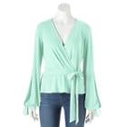 Women's Jennifer Lopez Faux-wrap Top, Size: Medium, Lt Green