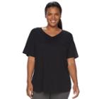 Plus Size Tek Gear&reg; Easy V-neck Workout Tee, Women's, Size: 1xl, Black