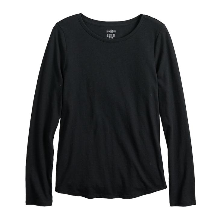 Girls 7-16 & Plus Size So&reg; Long Sleeve Core Tee, Size: 7-8, Black