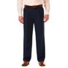 Big & Tall Haggar&reg; Cool 18&reg; Pro Wrinkle-free Pleated Expandable Waist Pants, Men's, Size: 52x34, Blue (navy)