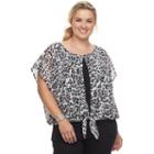 Plus Size Ab Studio Cheetah Split Top, Women's, Size: 2xl, Ovrfl Oth