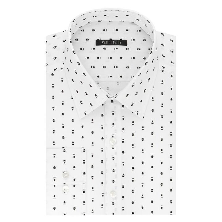 Men's Van Heusen Slim-fit Flex Collar Stretch Dress Shirt, Size: 17.5 36/37, Grey (charcoal)