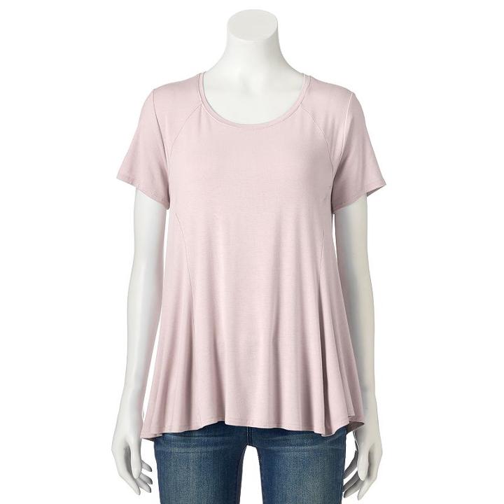 Women's Apt. 9&reg; Flowy Crewneck Tee, Size: Xl, Brt Pink