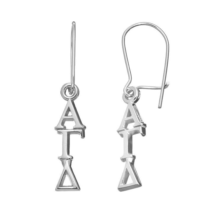 Logoart Alpha Gamma Delta Sorority Drop Earrings, Women's, Grey