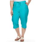 Plus Size Gloria Vanderbilt Kiera Sheeting Capris, Women's, Size: 2xl, Turquoise/blue (turq/aqua)