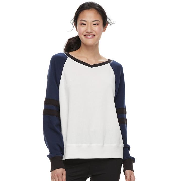 Juniors' So&reg; Varsity Striped Sweatshirt, Teens, Size: Xs, White