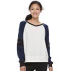 Juniors' So&reg; Varsity Striped Sweatshirt, Teens, Size: Xs, White