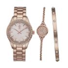 Jennifer Lopez Women's Crystal Watch & Bracelet Set, Size: Medium, Pink
