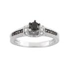 1/2 Carat T.w. Black & White Diamond Sterling Silver Miligrain Ring, Women's, Size: 7