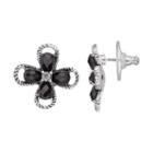 Dana Buchman Black Flower Nickel Free Drop Earrings, Women's