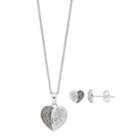 Tori Hill Sterling Silver Marcasite & Crystal Heart Pendant & Stud Earring Set, Women's, Size: 18, Grey