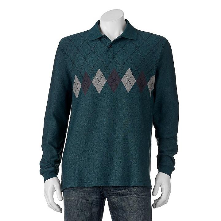 Men's Haggar Classic-fit Argyle Jacquard Polo, Size: Large, Blue Other