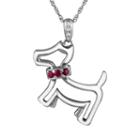 Sterling Silver Lab-created Ruby And Diamond Accent Dog Pendant, Women's, Size: 18, Red