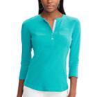 Women's Chaps 3/4-sleeve Henley, Size: Xs, Blue