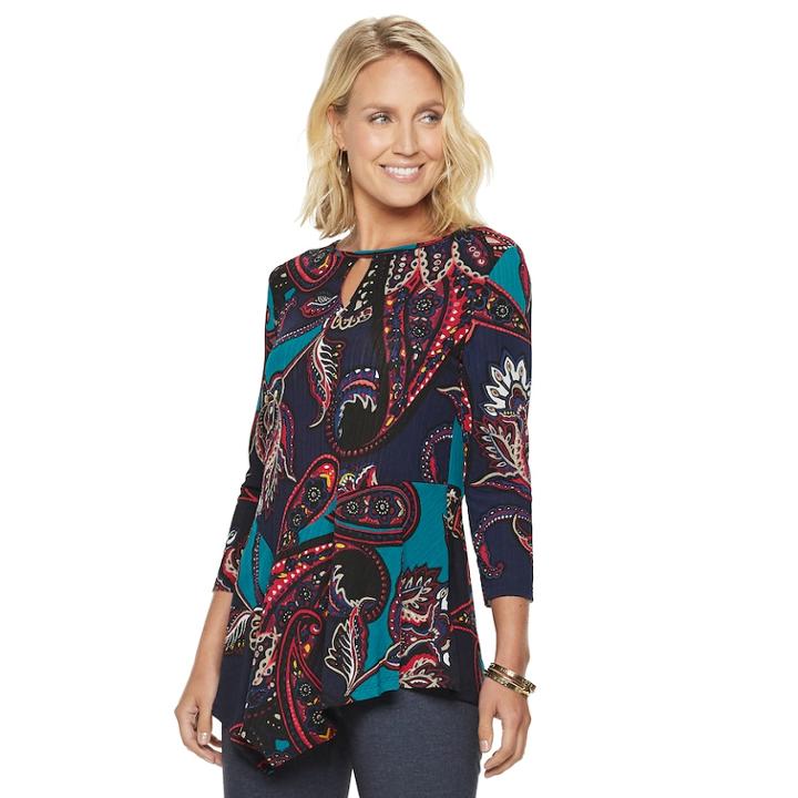 Women's Dana Buchman Keyhole Asymmetrical Top, Size: Xs, Dark Red