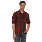 Big & Tall Rock & Republic Military Plaid Button-front Shirt, Men's, Size: Xl Tall, Dark Red