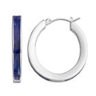 Chaps Blue Nickel Free Oval Hoop Earrings, Women's, Navy