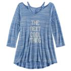 Girls 7-16 & Plus Size So&reg; 3/4-sleeve Strappy Swing Top, Size: 12, Blue (navy)