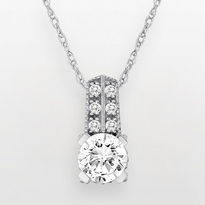 14k White Gold Cubic Zirconia Pendant, Women's, Size: 18, Multicolor