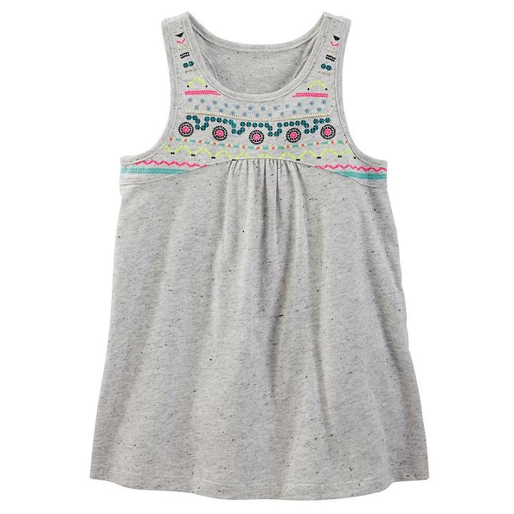 Girls 4-6x Oshkosh B'gosh&reg; Embellished Puff-print High-low Tank, Girl's, Size: 4, Light Grey