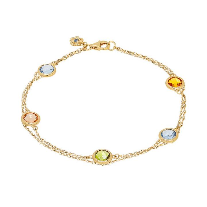 David Tutera 14k Gold Over Silver Simulated Gemstone Station Bracelet, Women's, Size: 8, Green