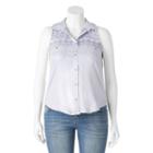 Juniors' Plus Size Mudd&reg; Embroidered Sleeveless Blouse, Girl's, Size: 2xl, Med Blue