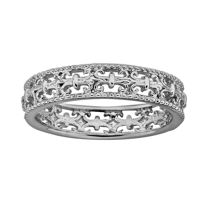 Stacks And Stones Sterling Silver Fleur-de-lis Stack Ring, Women's, Size: 10, Grey