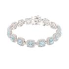 Sterling Silver Sky Blue Topaz & Lab-created White Sapphire Halo Bracelet, Women's, Size: 7.5