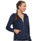 Juniors' Pink Republic Terry Zip-up Hoodie, Teens, Size: Small, Blue (navy)