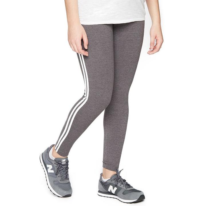 Maternity Oh Baby By Motherhood™ Secret Fit Belly™ Striped Active Leggings, Women's, Size: Small, Grey (charcoal)
