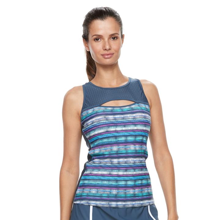 Women's Free Country Bust Enhancer Peek-a-book Tankini Top, Size: Small, Turquoise/blue (turq/aqua)