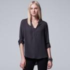 Petite Simply Vera Vera Wang Abstract Print Blouse, Women's, Size: M Petite, Grey