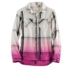 Girls 7-16 & Plus Size Mudd&reg; Curved Hem Plaid Button-down Shirt, Size: 16 1/2, White Oth