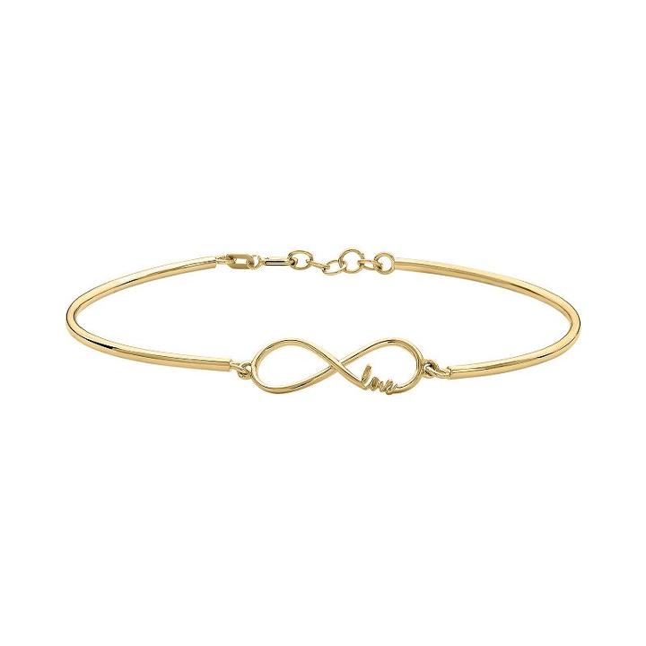 10k Gold Love Infinity Bangle Bracelet, Women's, Size: 7.5, Yellow