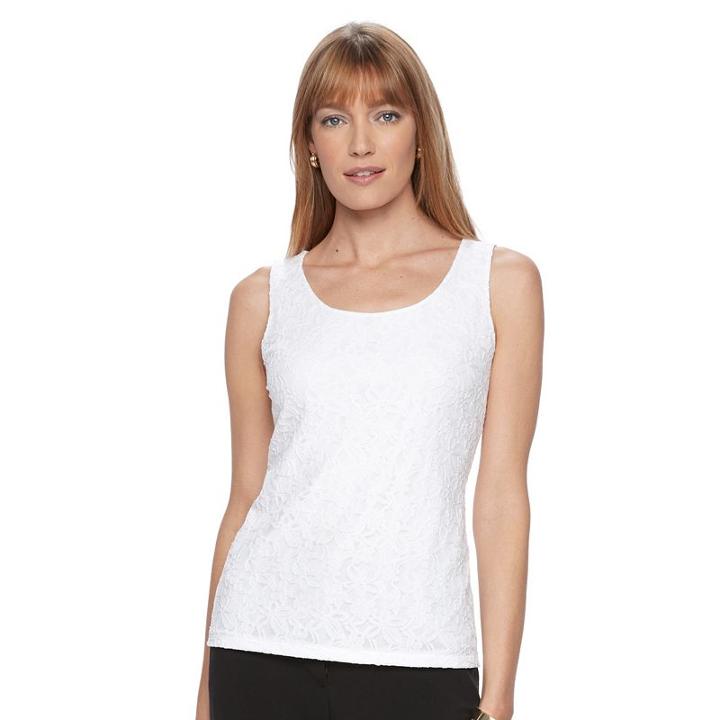 Dana Buchman Essential Lace Tank - Women's, Size: Large, White