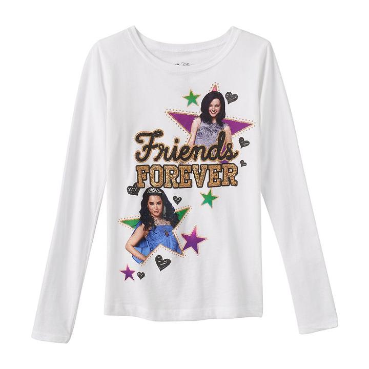 Disney's Descendants Mal & Evie Girls 7-16 Graphic Print Top, Girl's, Size: Large, White