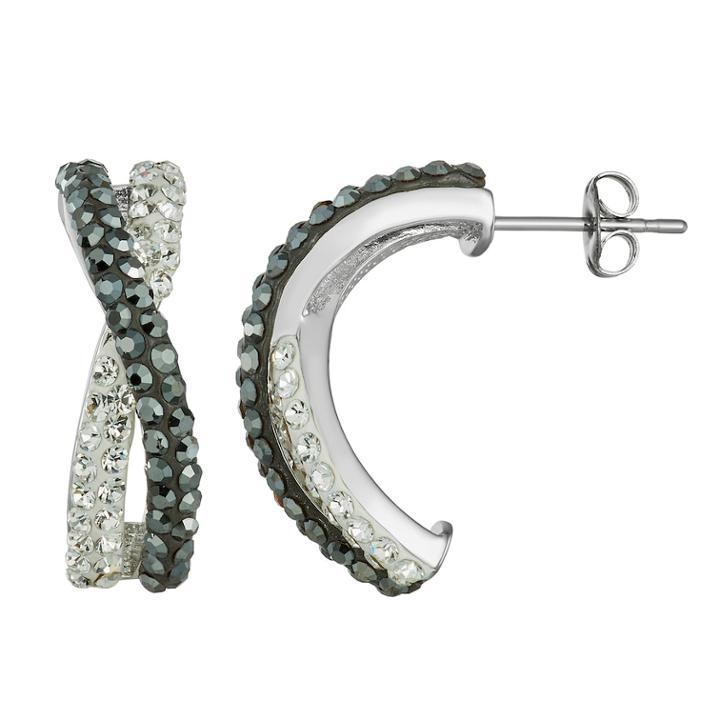 Chrystina Crystal Twisted C-hoop Earrings, Women's, White