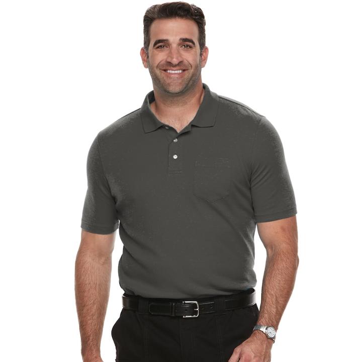 Big & Tall Croft & Barrow&reg; Classic-fit Easy-care Interlock Pocket Polo, Men's, Size: L Tall, Dark Grey