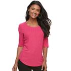 Women's Apt. 9&reg; Essential Elbow-sleeve Tee, Size: Medium, Med Pink