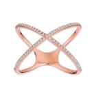 1/5 Carat T.w. Diamond 14k Gold X Ring, Women's, Size: 7, White