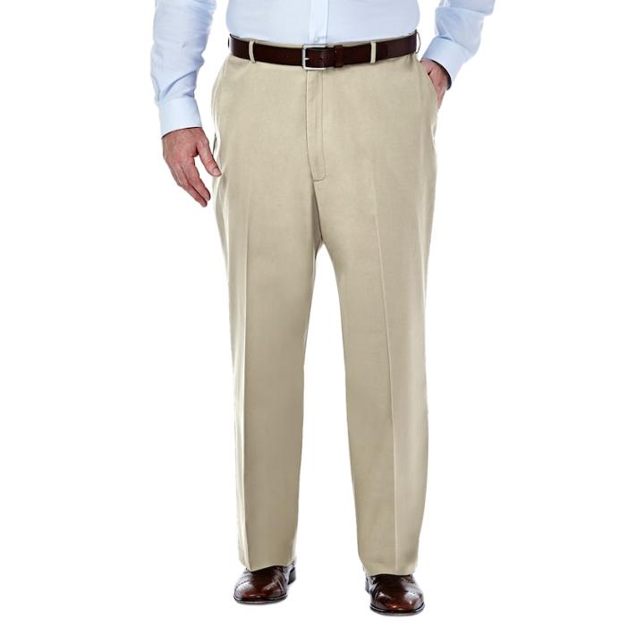 Big & Tall Haggar Premium Stretch No-iron Khaki Flat-front Pants, Men's, Size: 52x29, Dark Beige